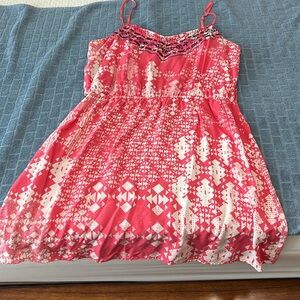 Cute pink summer dress with spaghetti straps